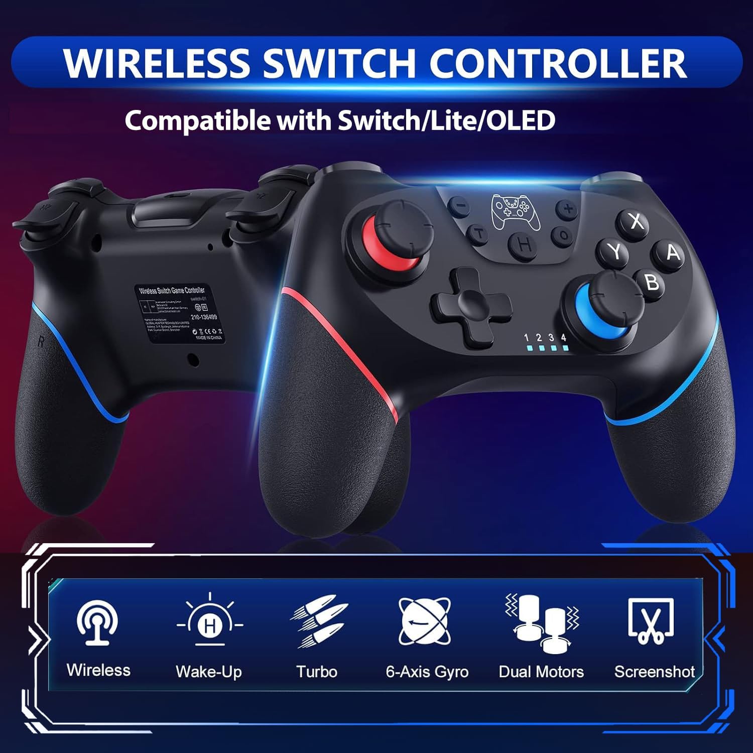 Thumbnail 1 de Sefitopher Switch Controller für Switch 2/ Switch/ Switch OLED/ Switch Lite – kabelloser Pro Controller mit Turbo, Hall-Effekt Joysticks und 6-Achsen