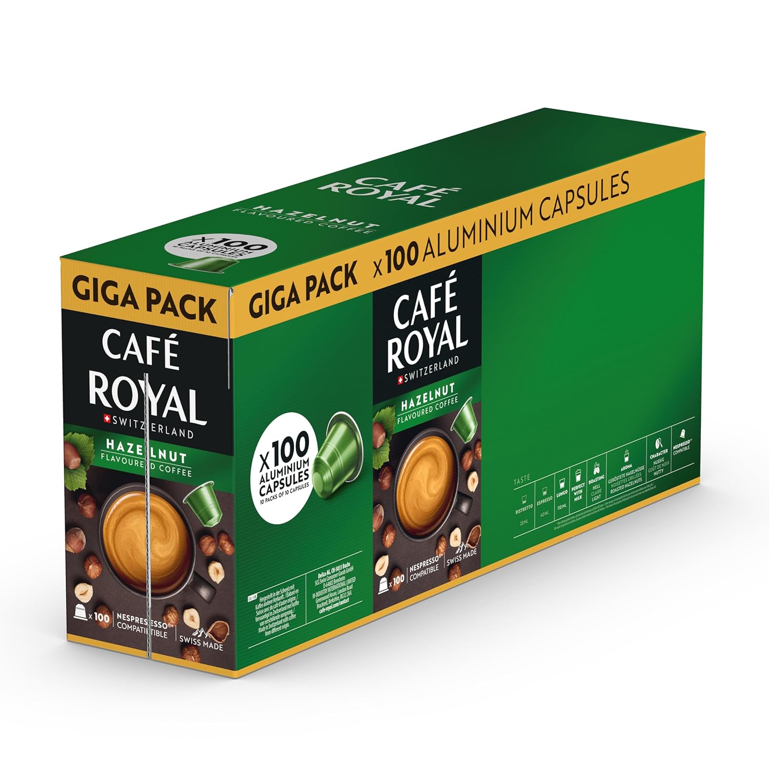 Detalle de Café Royal Hazelnut Flavoured – Nespresso-kompatible Kaffeekapseln, 100 Kapseln