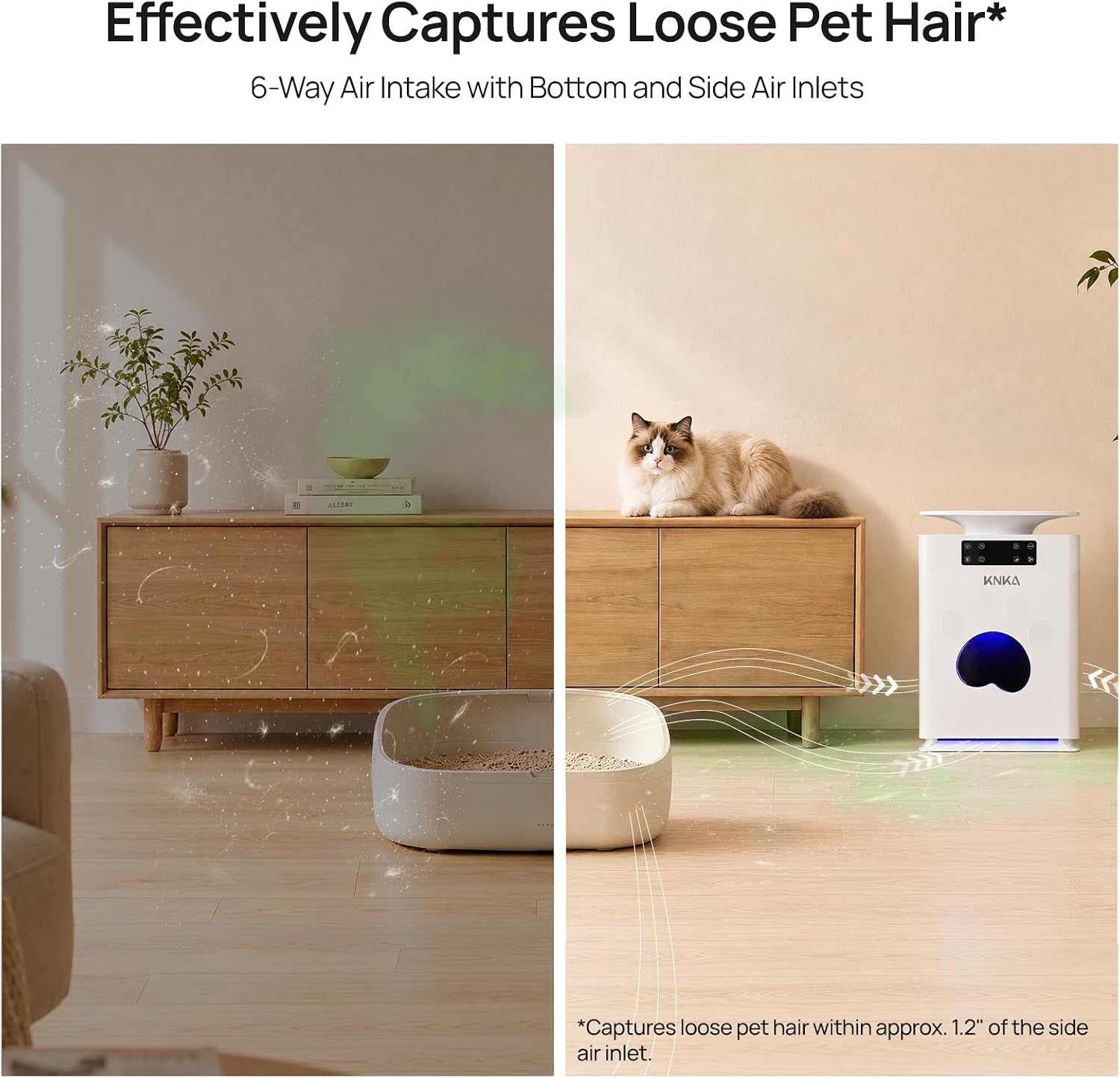 Detalle de KNKA PetAir APH2500P Air Purifier with Bottom Hair Intake and Sleep Mode