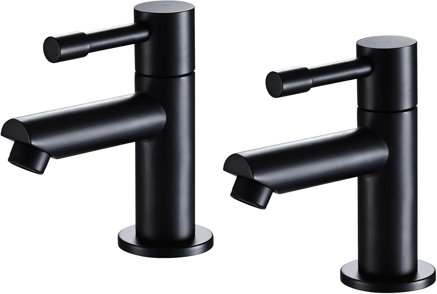 Detalle de Wasserrhythm Basin Pillar Taps Pair (Black) – Twin bathroom sink mono 2‑piece cloakroom faucets, matte black stainless steel, lead-free