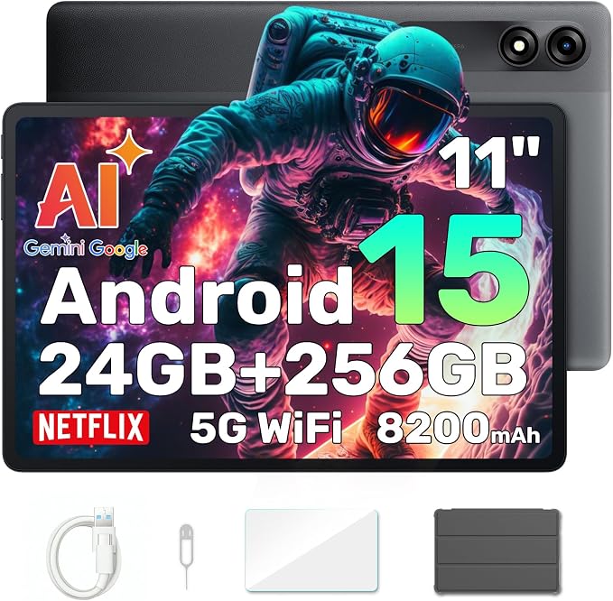 Detalle de Blackview Tablet 11" Android 15, 24GB RAM, Funda, Face ID