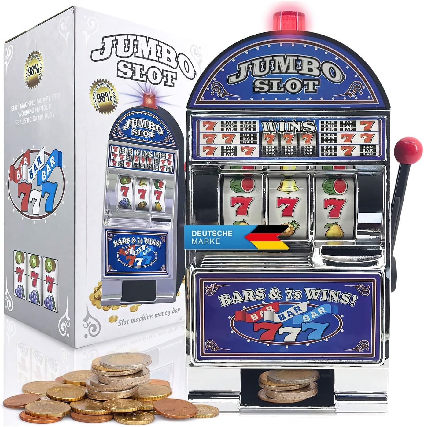 GOODS+GADGETS Bandit Manchot - Machine à sous jouet avec sons, lumière et tirage de pièces