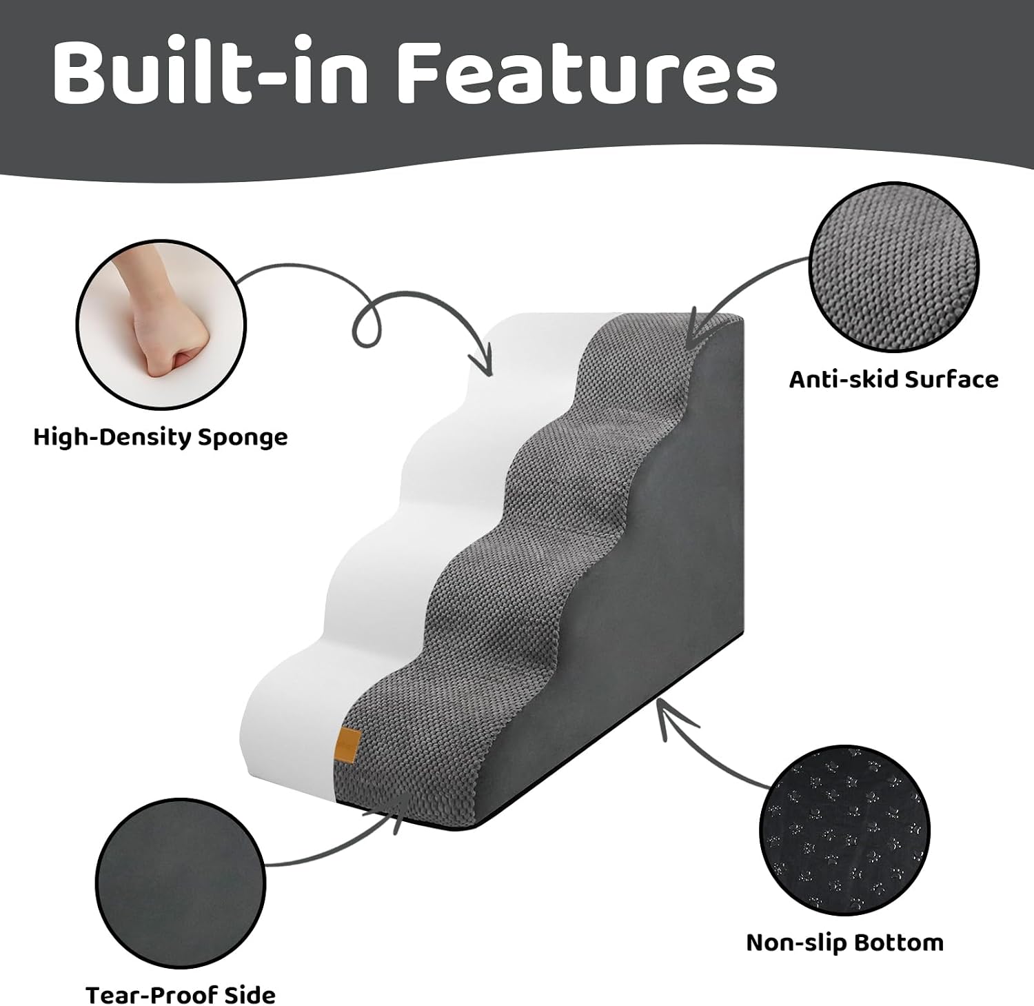 Detalle de Dog steps for bed ladder, 4-step 40x72x50cm