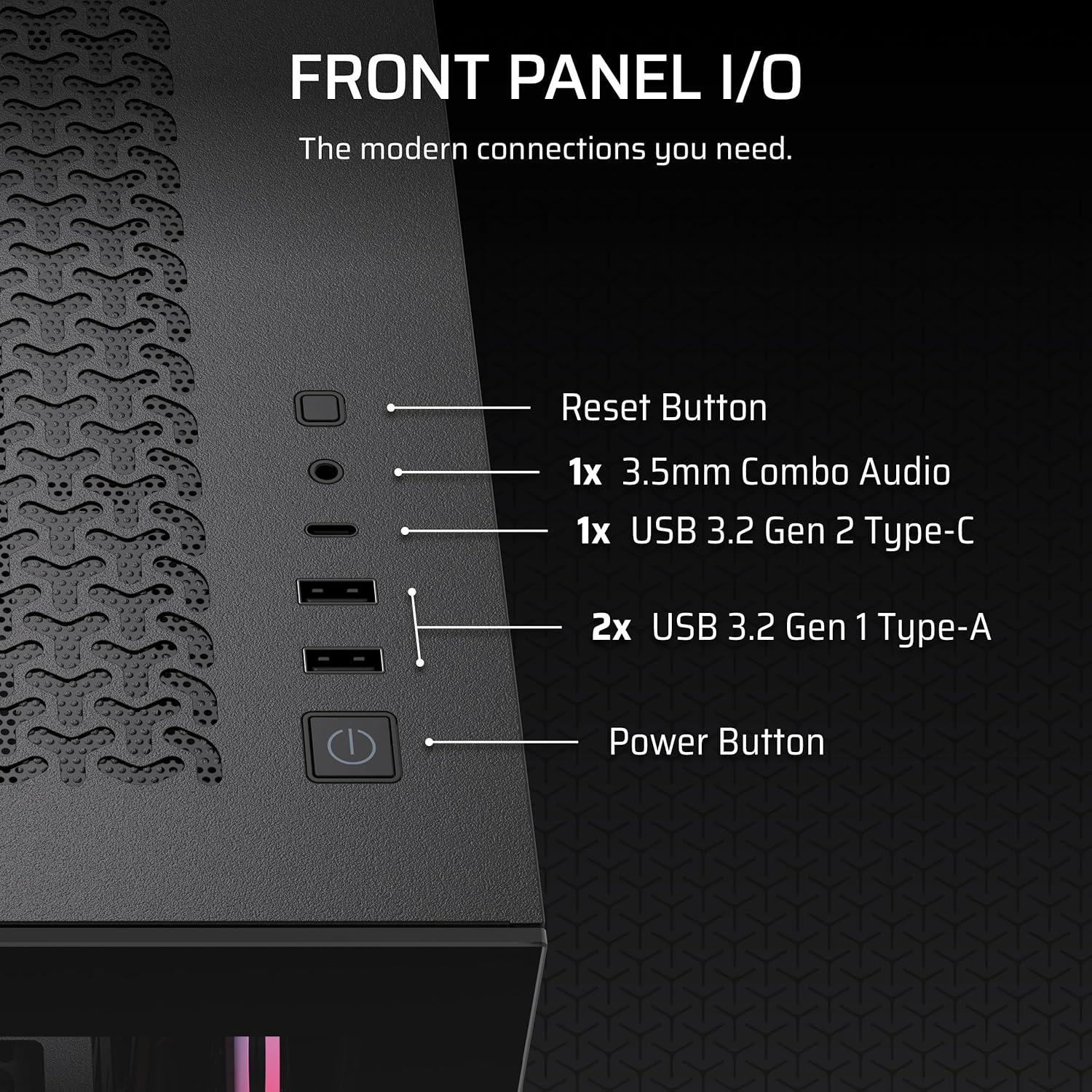 Thumbnail 5 de CORSAIR 3500X RS-R ARGB panoramic mid-tower PC case with 3x pre-installed RS120-R ARGB fans (reverse connection compatible) – Black