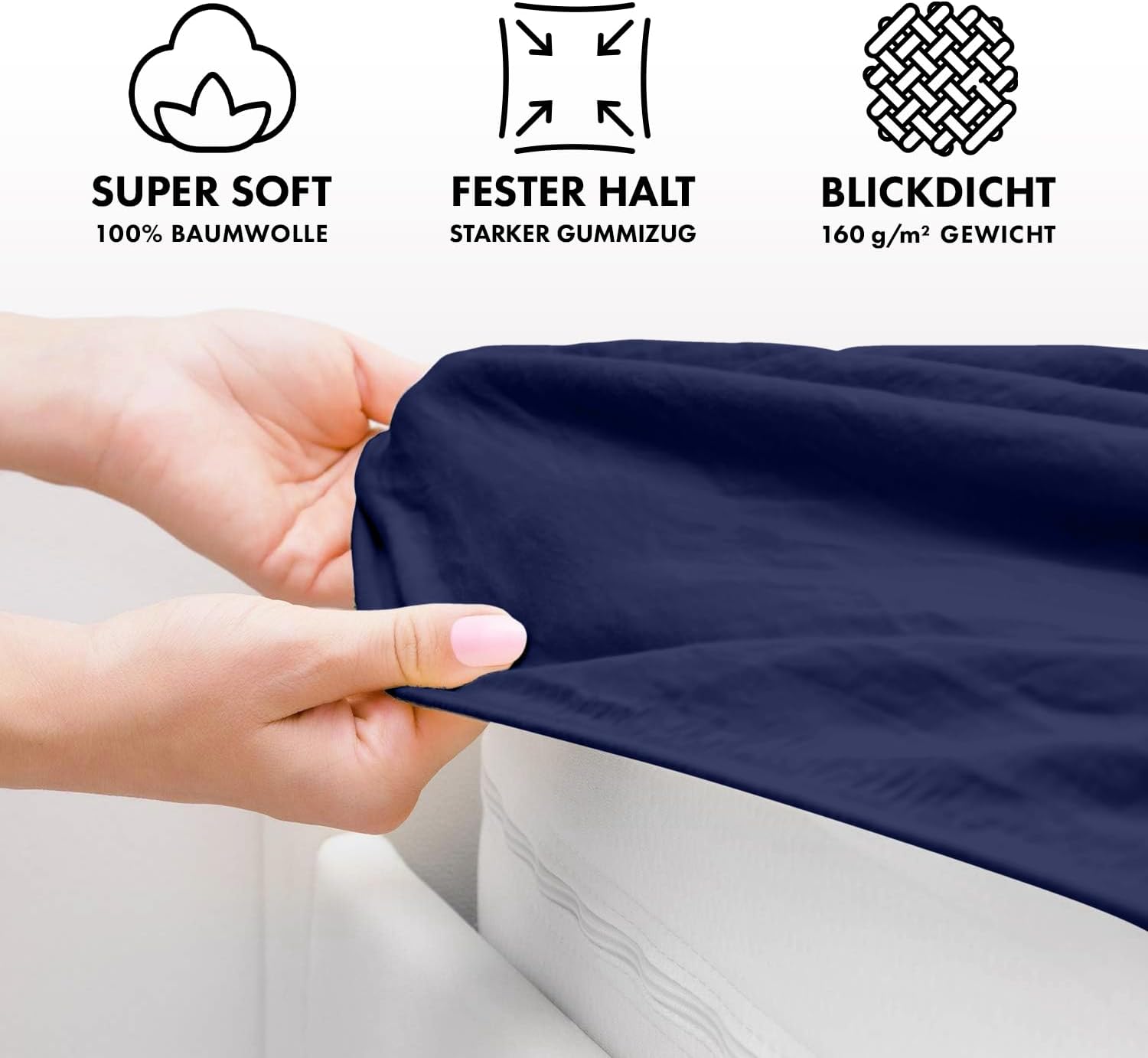 Thumbnail 2 de Jacobson Jersey Spannbettlaken Baumwolle 60x120–70x140 cm, Dunkelblau