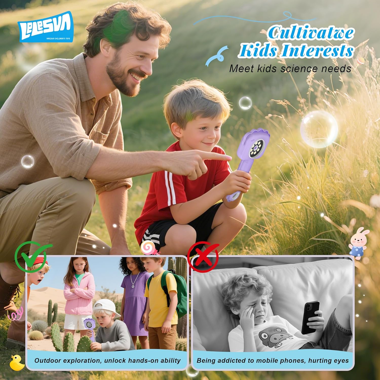 Thumbnail 1 de Microscopio per bambini a forma di leone: mini microscopio tascabile con schermo 2,4'' e ingrandimenti fino a 500x