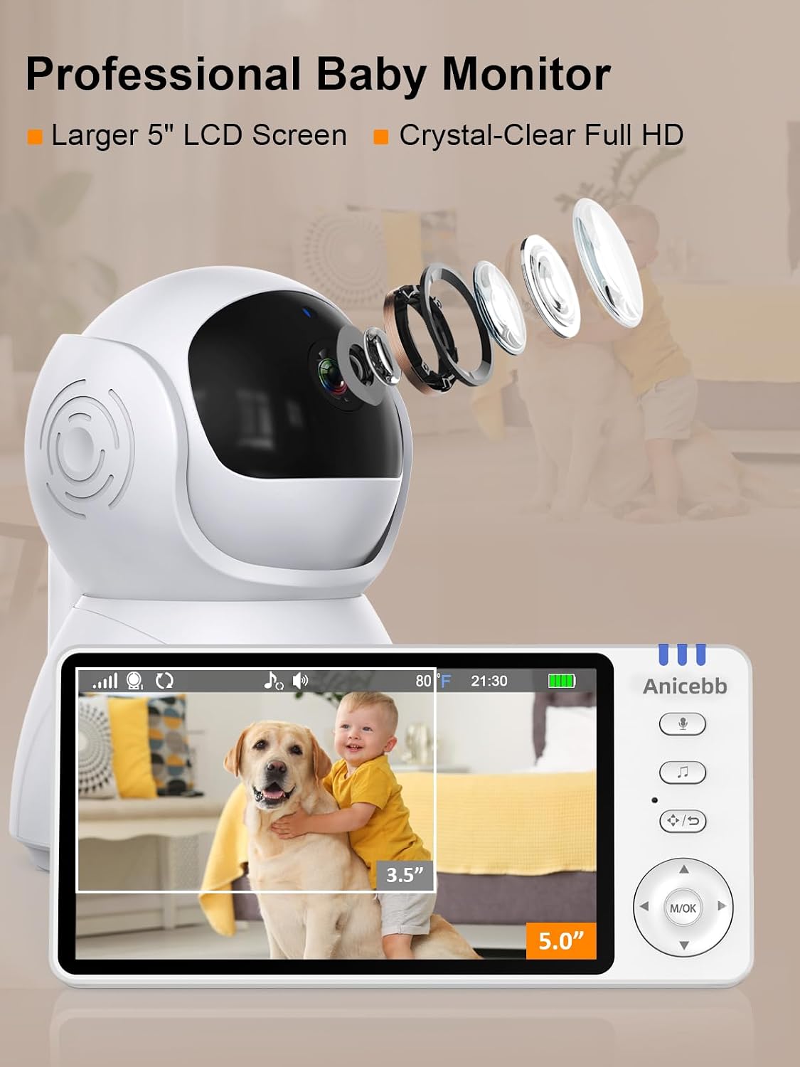 Detalle de Anicebb Baby Monitor, 5-Inch