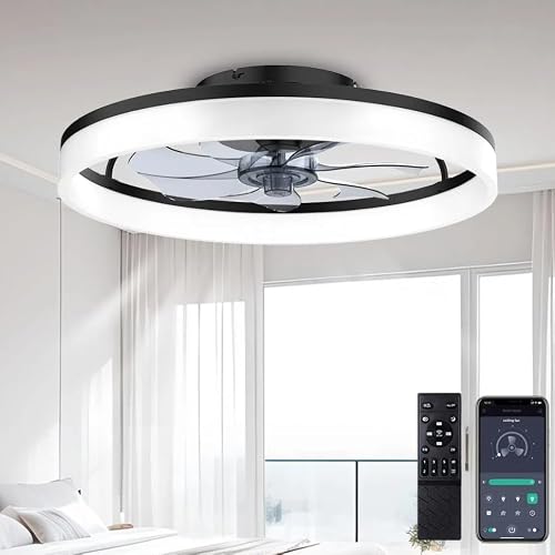 Detalle de DWDVBL 50cm Ventilateur de Plafond Silencieux avec Lumière et Télécommande – 6 Vitesses, LED Dimmable et Moteur DC Reversible