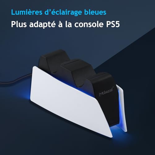 Detalle de Mcbazel Station de Charge pour Manette PS5 — Double Station de Charge Rapide USB-C avec Indicateurs LED et Protection Triple
