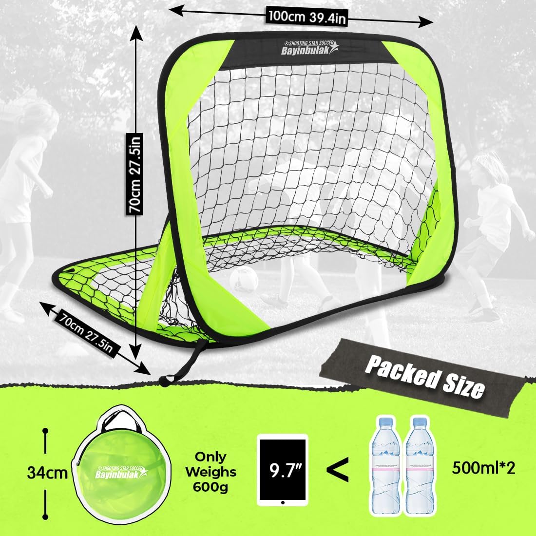 Thumbnail 2 de BAYINBULAK Pop-Up Football Goals – Mini Foldable Garden Net (100cm x 70cm) with Carry Bag