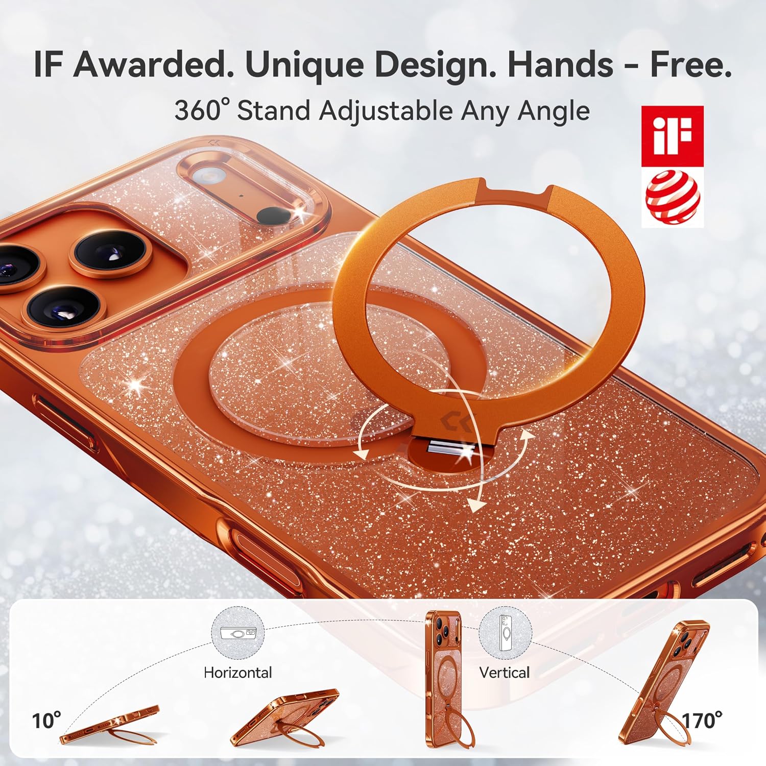 Detalle de CASEKOO Pearl Sparkle 17 Pro Case with Stand