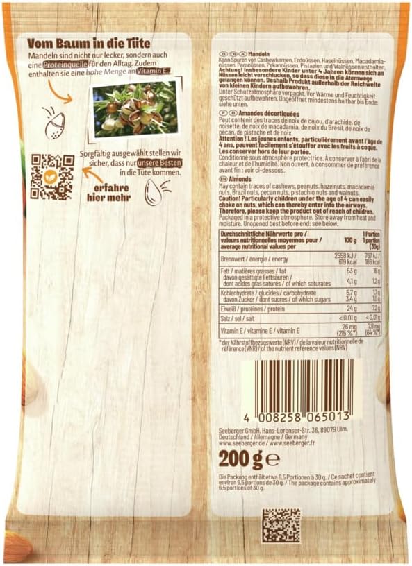 Thumbnail 1 de Seeberger Amandes non salées – sachets 12 x 200 g, format à la maison