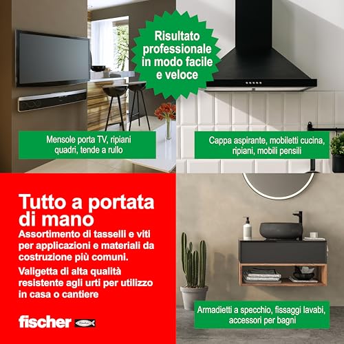 Detalle de Fischer PowerBox 180 Tasselli DuoPower con Viti e Ganci – 360 pezzi
