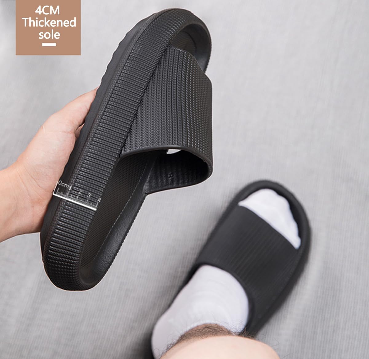 Thumbnail 1 de QJJQ Badeschuhe Cozislides „Wolke“ – rutschfeste Badelatschen & Hausschuhe (Schwarz, EU 44/45)
