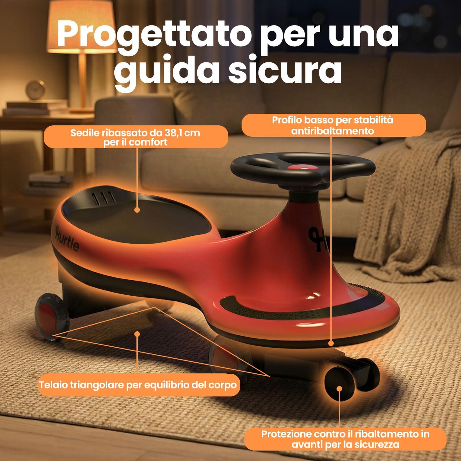 Thumbnail 2 de Hurtle macchina cavalcabile oscillante per bambini, senza pedali e senza batterie (rosso)