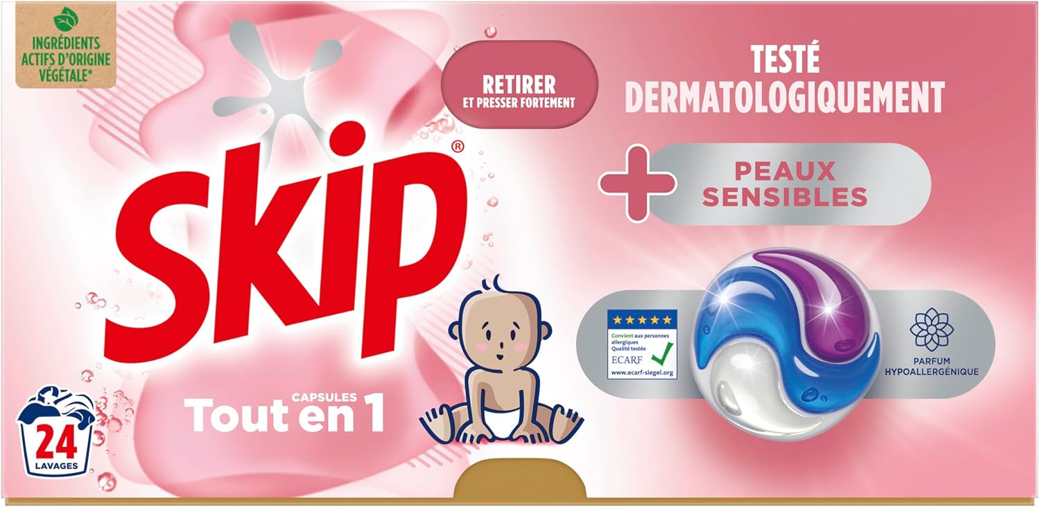 Detalle 2 de SKIP Lessive capsules Peaux sensibles 72 lavages
