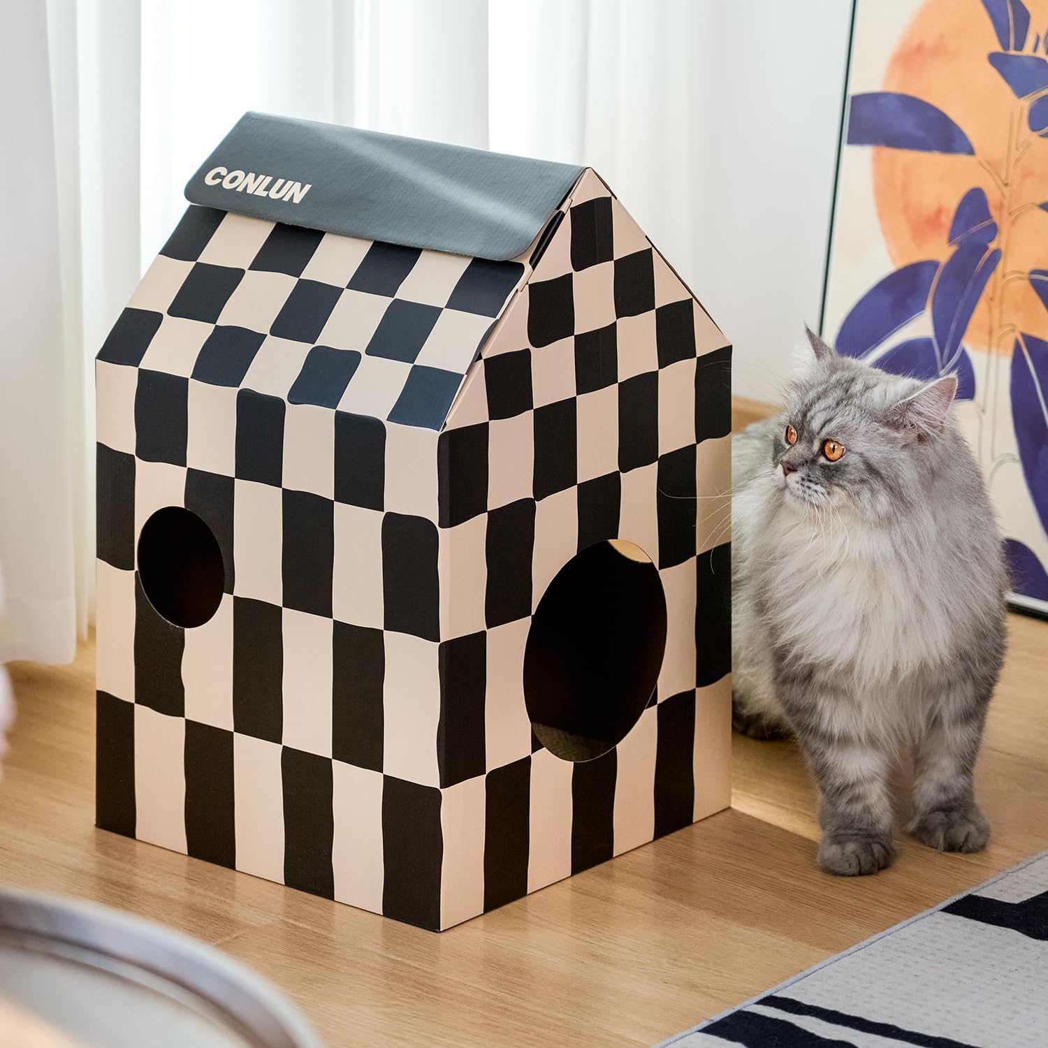 Thumbnail 5 de Conlun Cardboard Cat House medium with scratcher 🐱