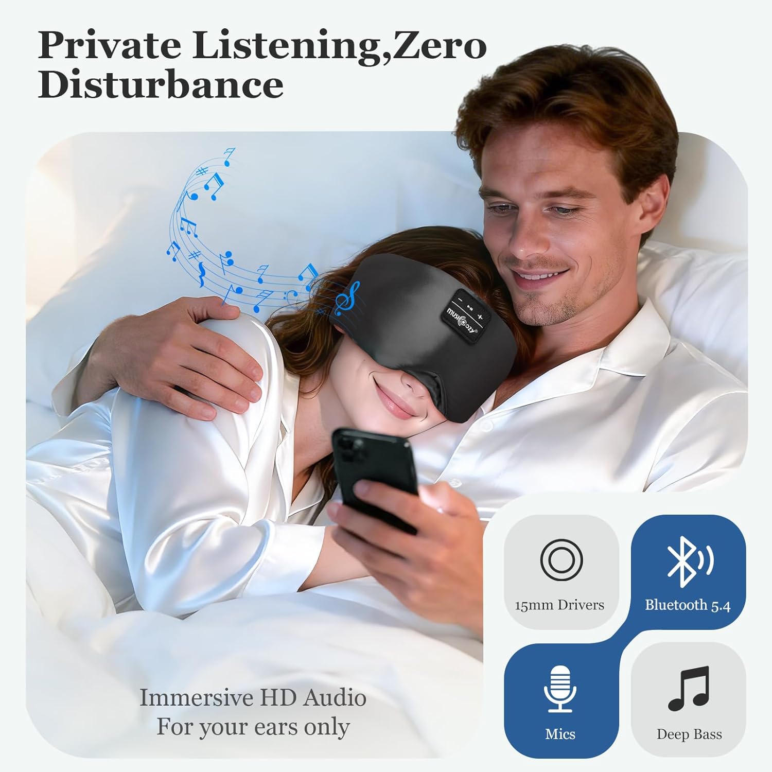 Thumbnail 4 de MUSICOZY sleep mask headphones 3D silk