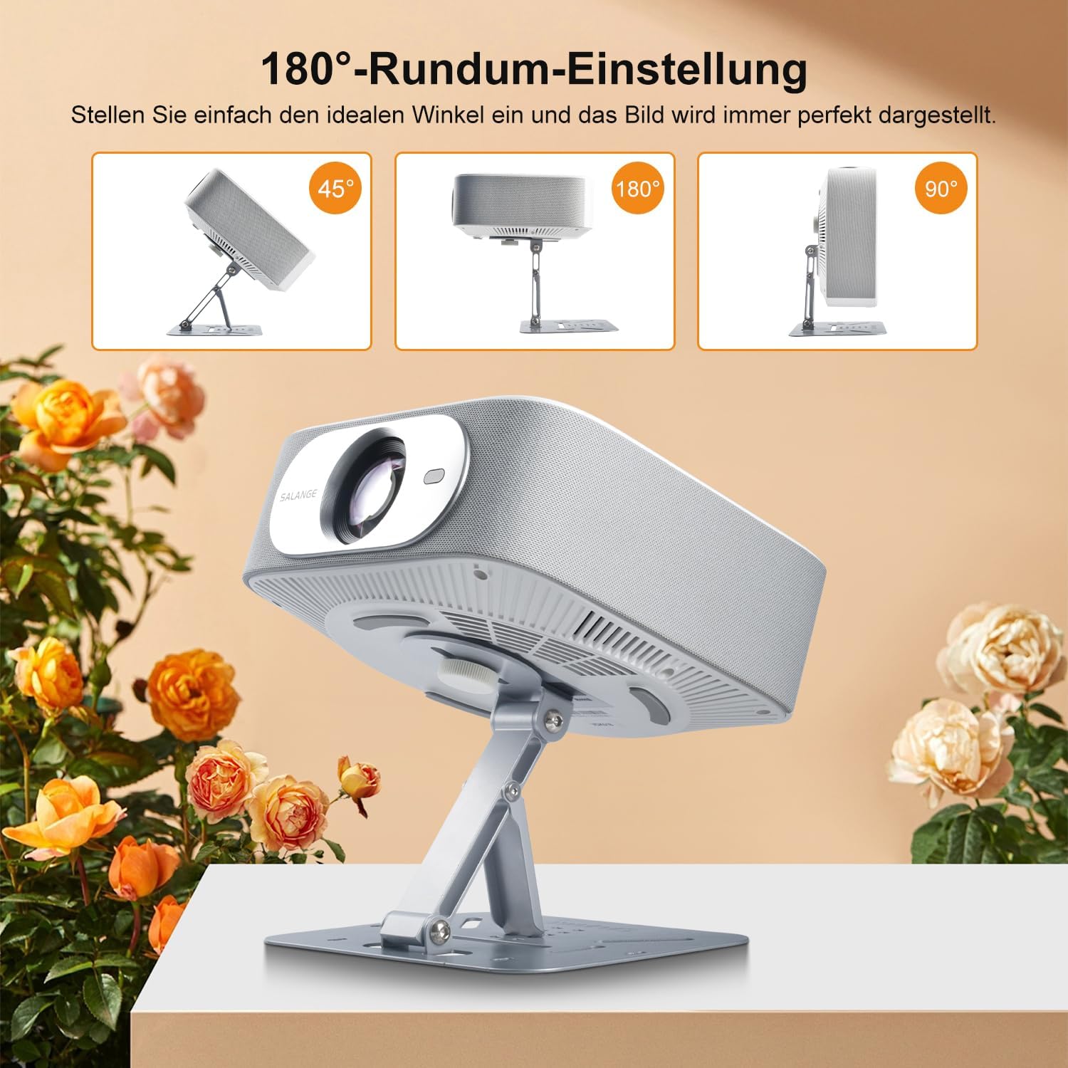 Detalle de Salange Beamer-Ständer (Wall/Decke), ultrakompakt, bis 2,3 kg, 180° drehbar – für 1/4-Zoll-Schraubschnittstelle