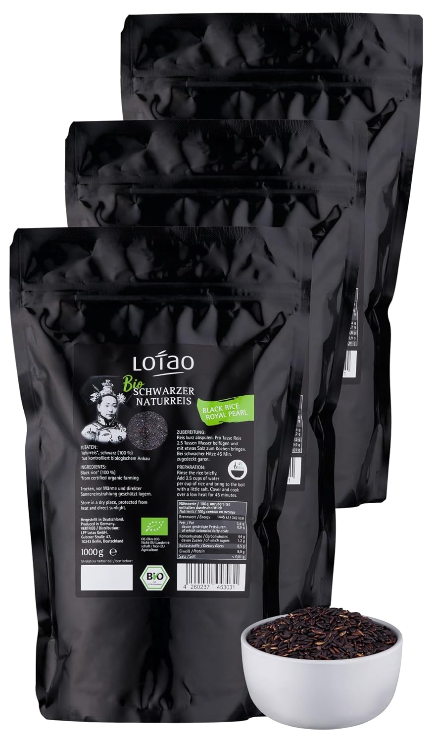 Lotao Schwarzer Reis 3 x 1000 g Bio