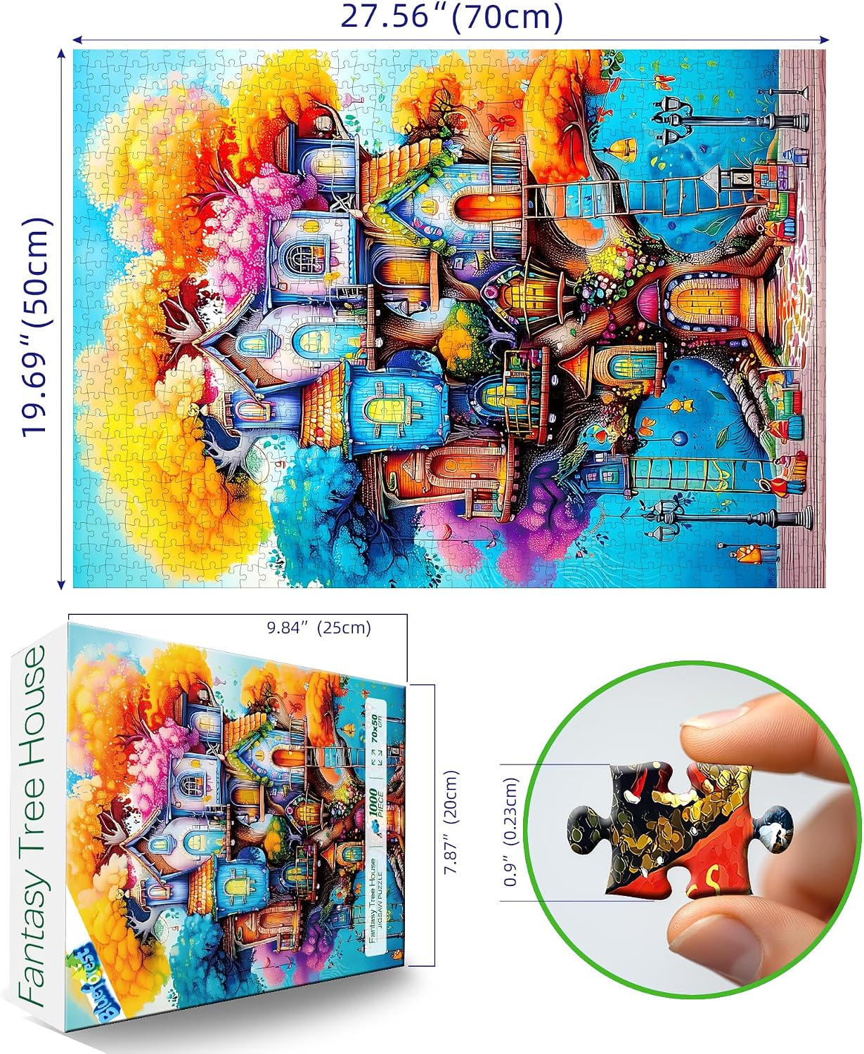 Thumbnail 1 de Blueforest 1000-Piece Adult Jigsaw Puzzle (Whimsical Tree House Fantasy Art)