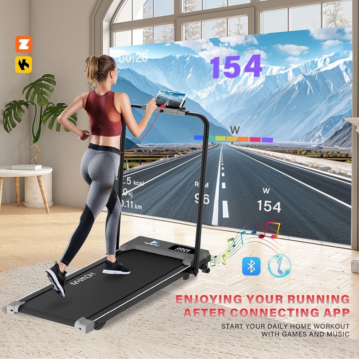 Detalle de HOWHAI QK-3016 2-in-1 Folding Treadmill with Manual Incline