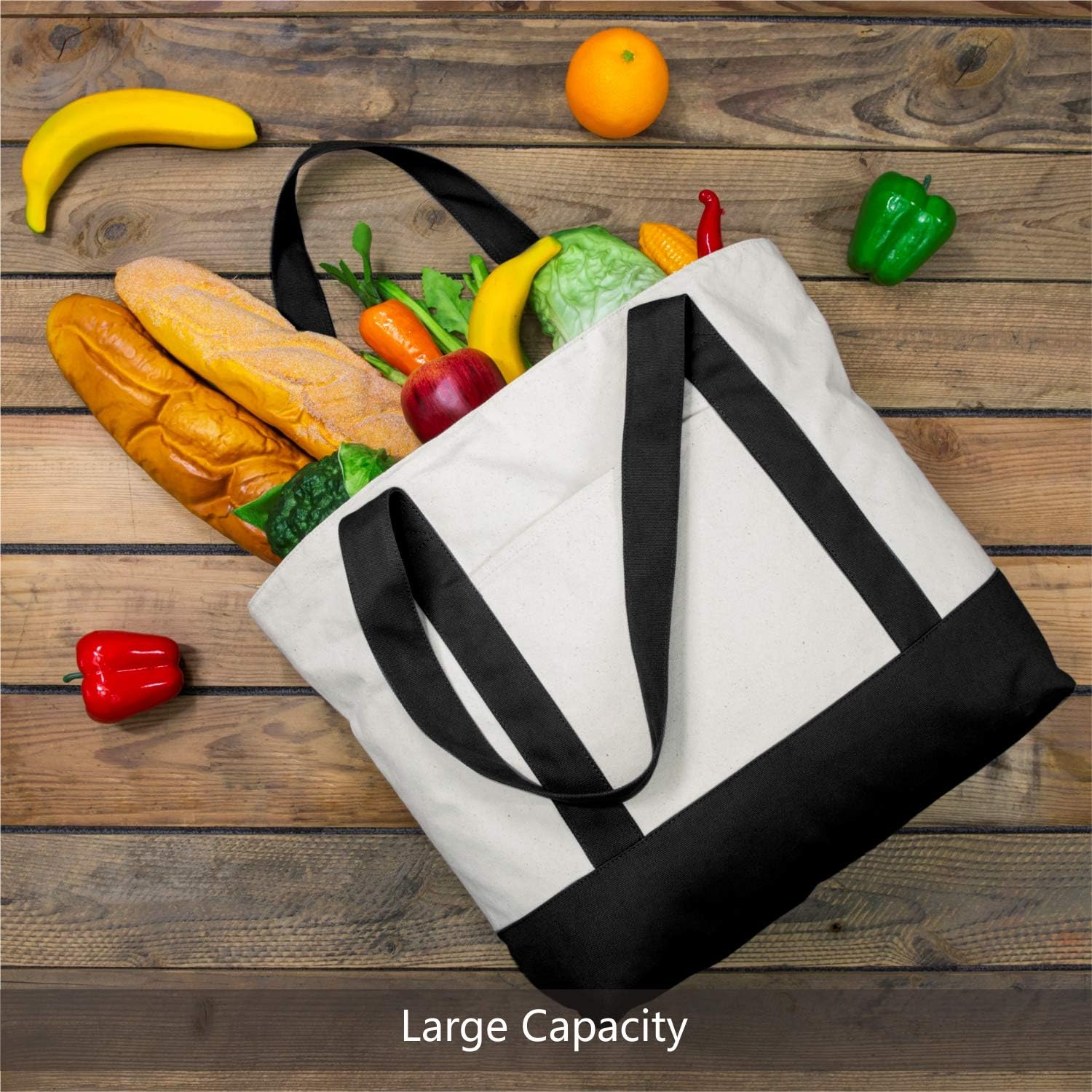 Detalle 2 de TOPDesign Canvas Tote Bag 1 Pack with Pocket