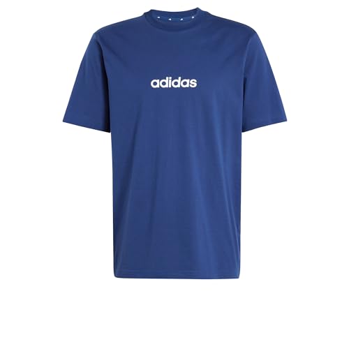 Detalle de ADIDAS Uomo Essentials Linear Jersey Shirt – Dark Blue/White, taglia S