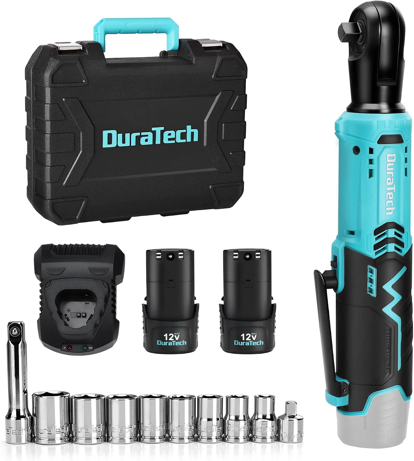 Detalle de DURATECH Chiave a Cricchetto Elettrica 12V Senza Fili 3/8" (65 Nm) con 2 Batterie 2,0Ah e Custodia