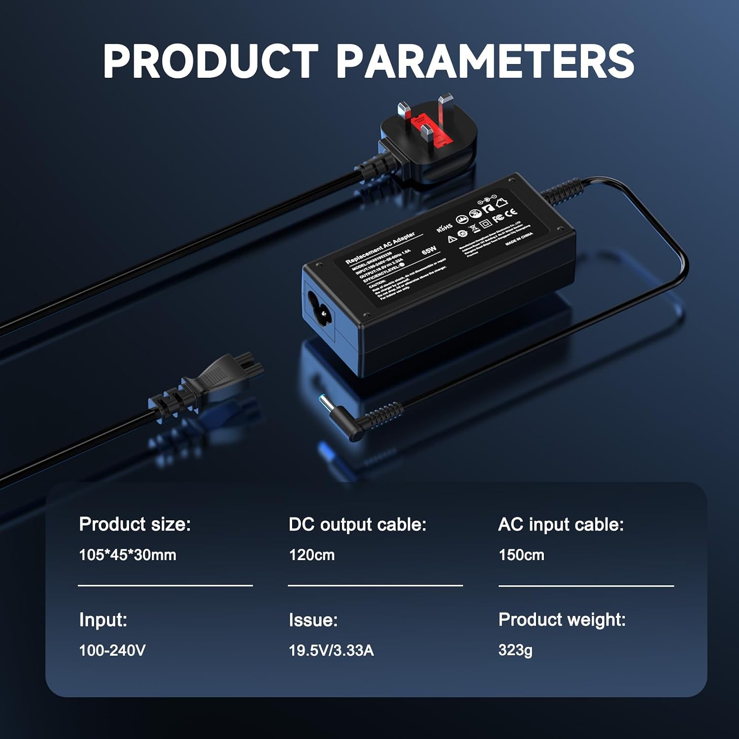 Thumbnail 2 de 65W Laptop Charger Compatible With HP Pavilion