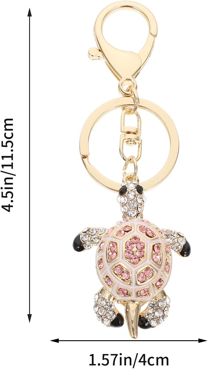 Detalle 2 de HOMSFOU Metall-Schlüsselanhänger mit Schildkröten-Design und „Diamantbesatz“
