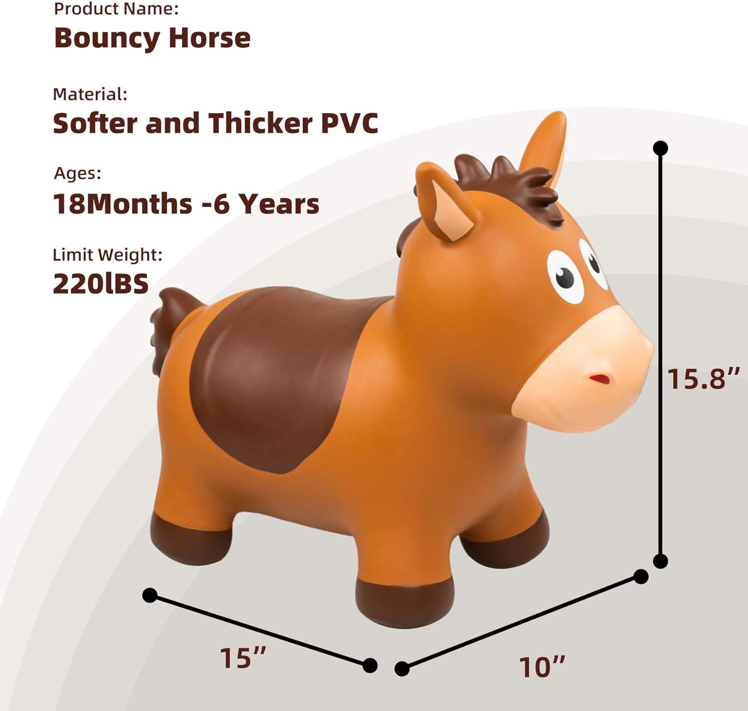Thumbnail 3 de ZOOJOY Bouncy Horse Hopping Toys Inflatable Ride-On Bouncer for Toddlers (18 Months+)