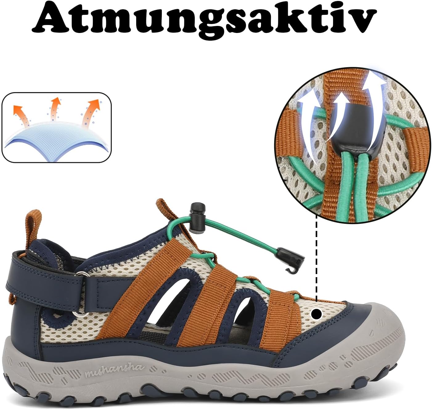 Thumbnail 1 de Mishansha Geschlossene Jungen Sandalen – atmungsaktiv, geschlossene Zehenkappe und Schnellverschluss, Gr. 24–38
