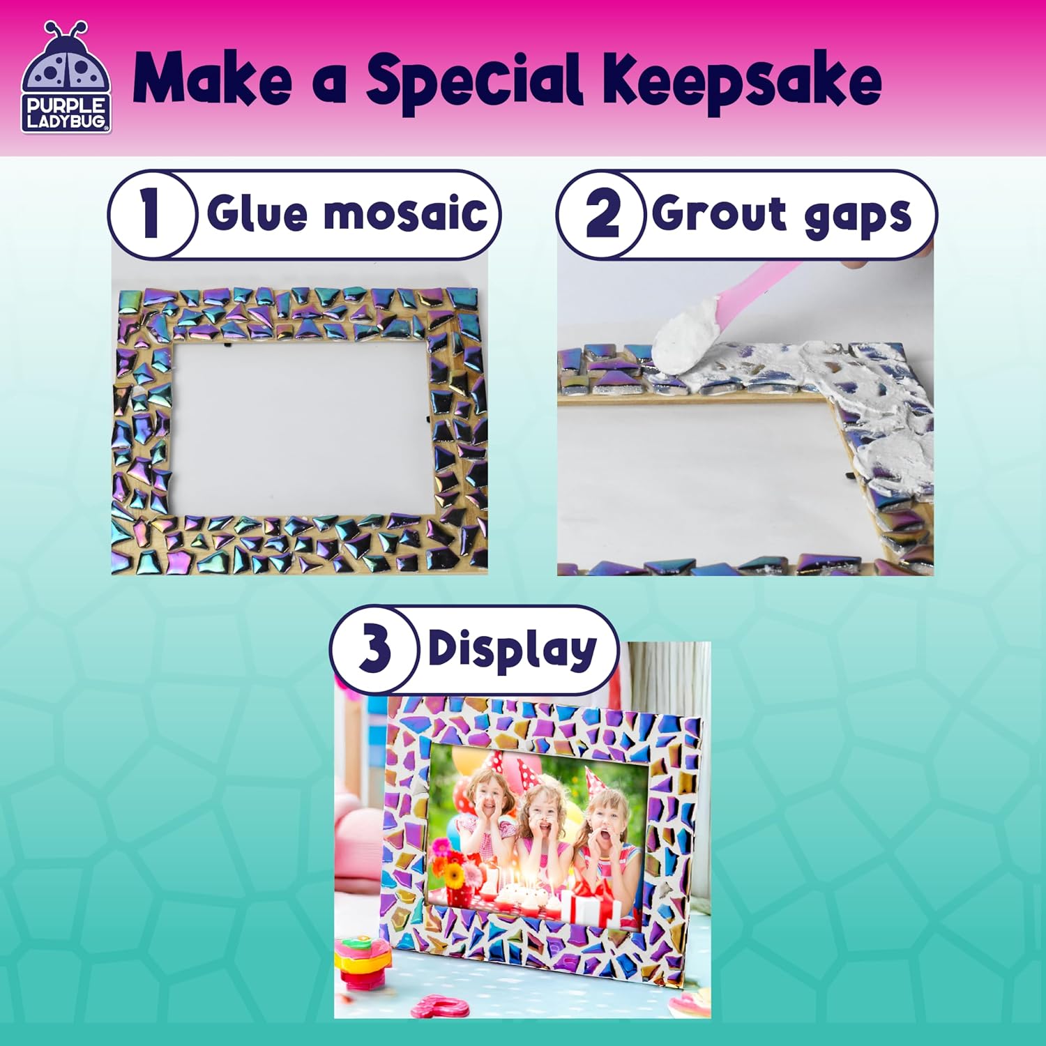 Thumbnail 3 de PURPLE LADYBUG Photo Frame Mosaic Kit 1pc