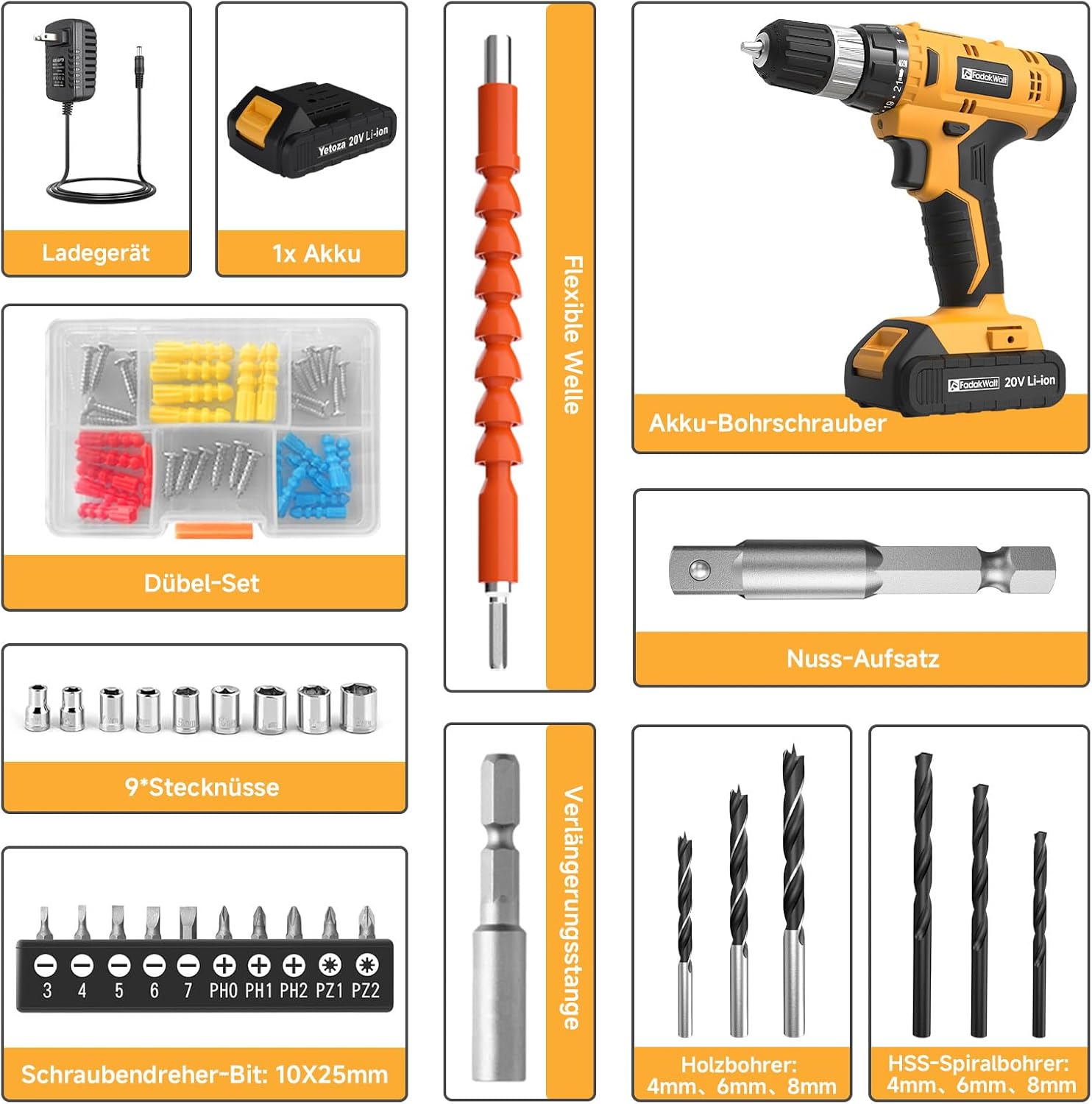 Detalle 2 de FADAKWALT 20V Cordless Drill Set