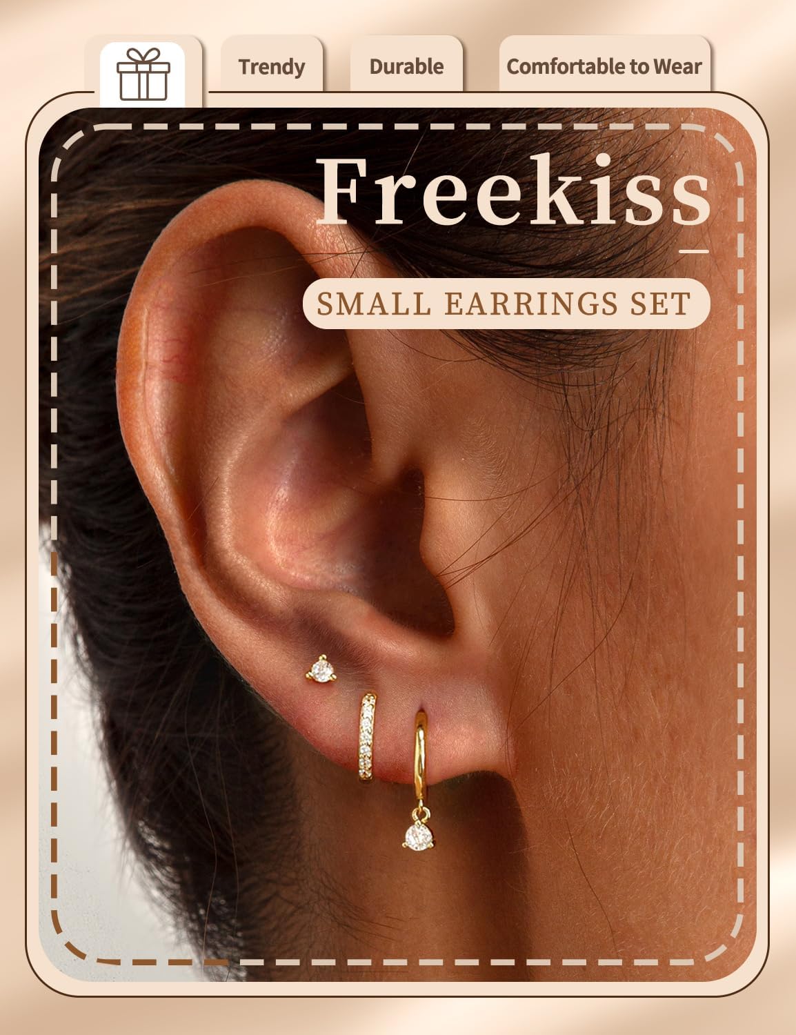 Detalle 2 de Freekiss Hoop Earrings, 14K Gold-Plated Brass