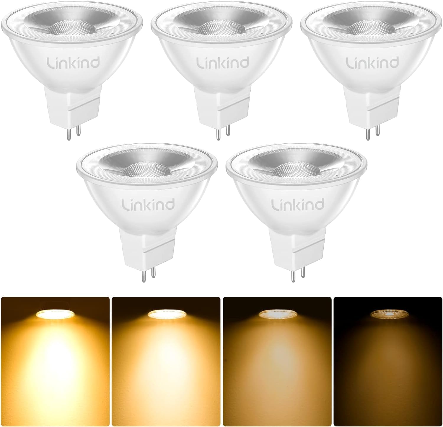 Detalle de Linkind dimmbar GU5.3 MR16 LED 5,5 W (entspricht 50 W), 2700 K, 36° Abstrahlwinkel – 5er-Set