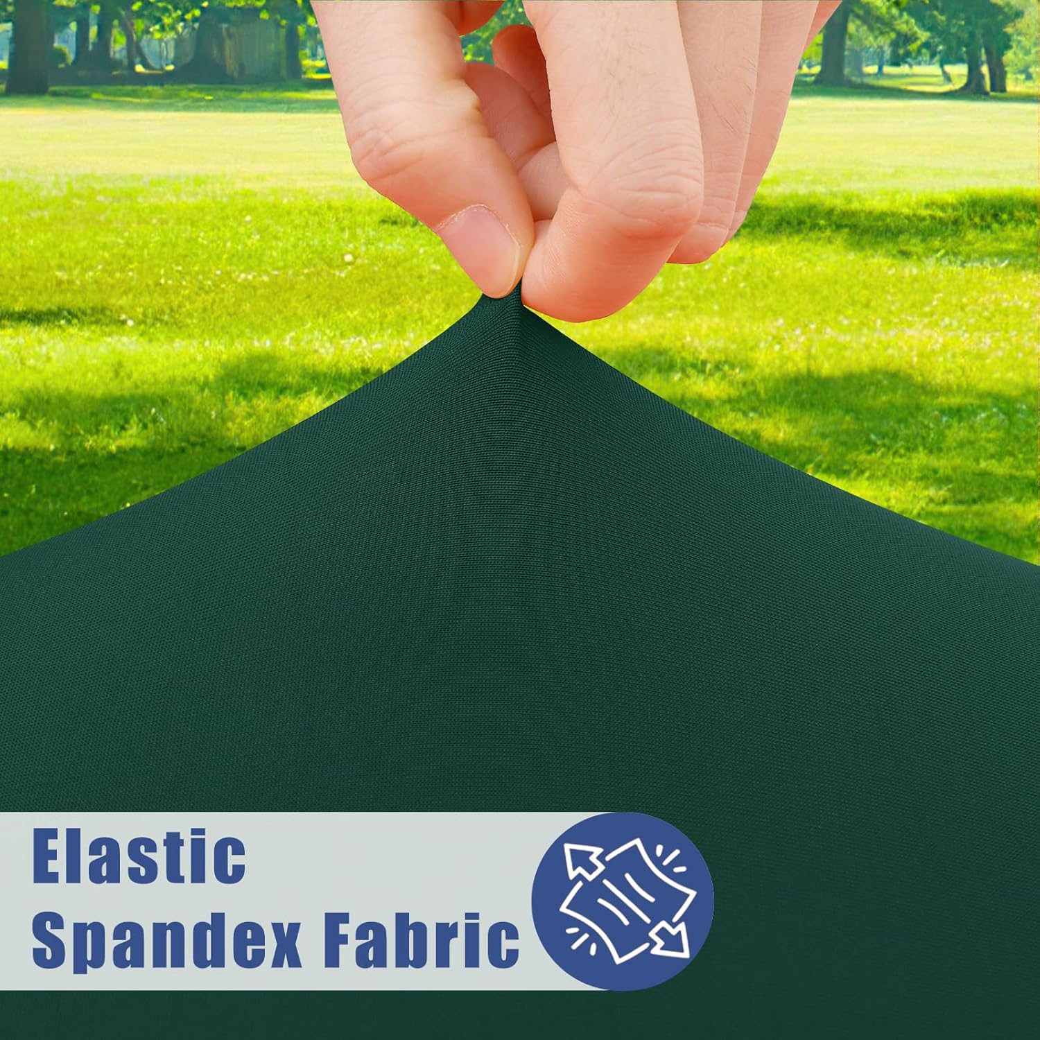 Thumbnail 1 de Moosfor Spandex 4-Foot Rectangle Table Cloth (2 Pack) — Hunter Green Elastic Fitted Outdoor Table Cover, 24"x48
