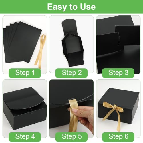 Detalle de AOOSU Boîte Cadeau pliable avec Couvercle – Coffrets cadeaux noirs 10 pièces 20×20×10 cm