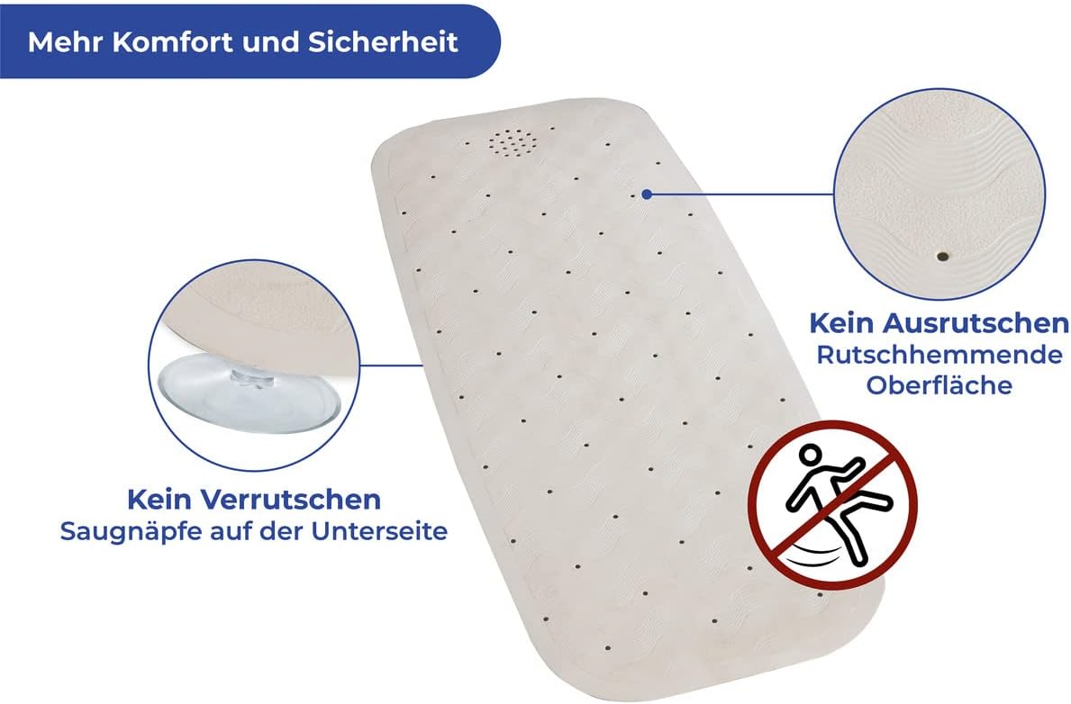 Detalle de Tapis de bain antidérapant Maximex Natur-Kautschuk beige 37 x 90 cm — sécurité et confort sur le bain