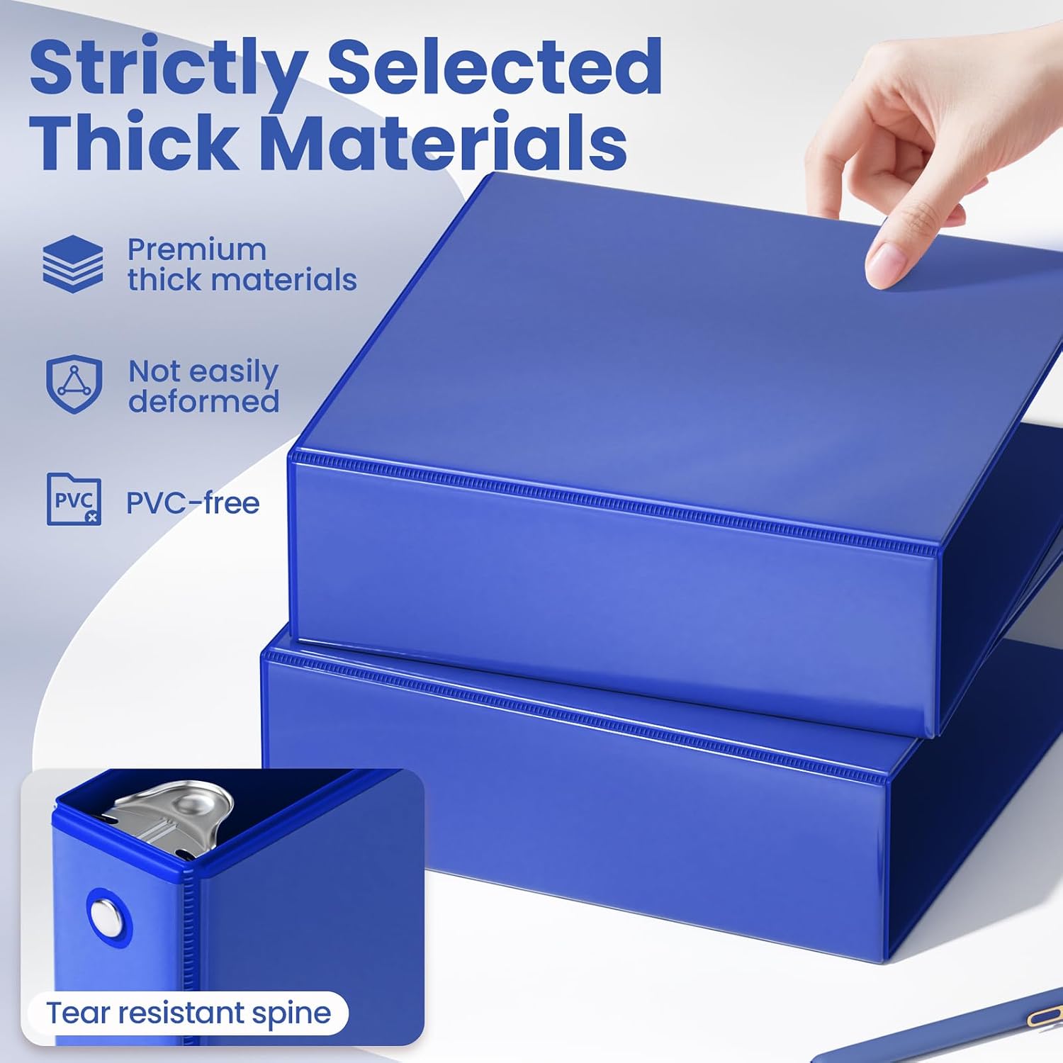 Detalle 2 de SUNEE 3-Inch 3-Ring Binder, Cobalt Blue, PVC-Free, Letter Size