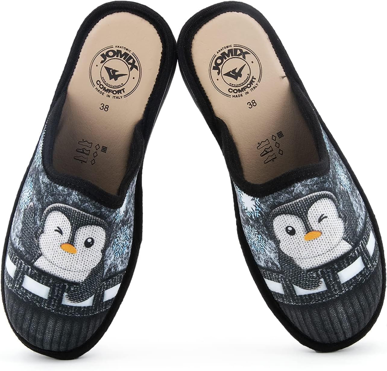 Detalle 1 de JOMIX pantoffels voor dames met sleehak, pluche en warme binnenvoering