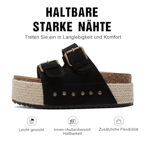 Detalle 2 de ZAXUNAI Ciabatte Donna Sandali con Plateau con Soletta di Sughero – cinturini regolabili e suola antiscivolo