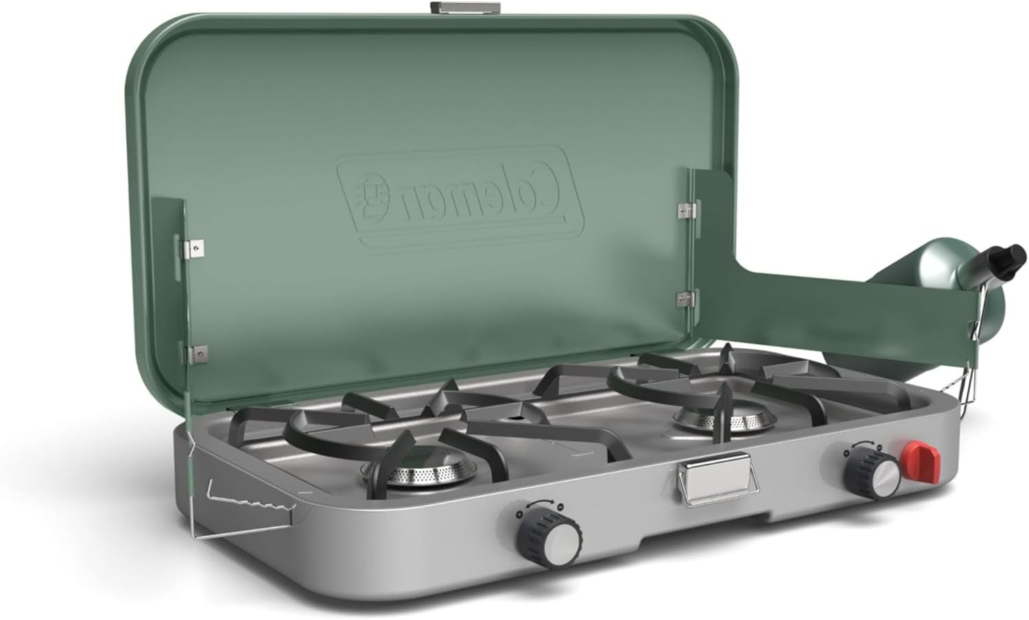 Detalle 2 de Coleman Cascade 3-in-1 Outdoor Camp Stove with Cast-Iron Grill & Griddle Accessories (24,000 BTUs)
