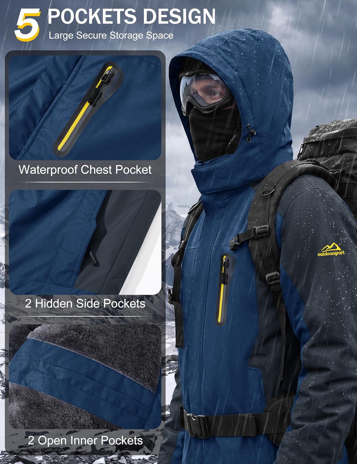 Thumbnail 4 de TACVASEN Men's Winter Ski Jacket waterproof 1 Jacket