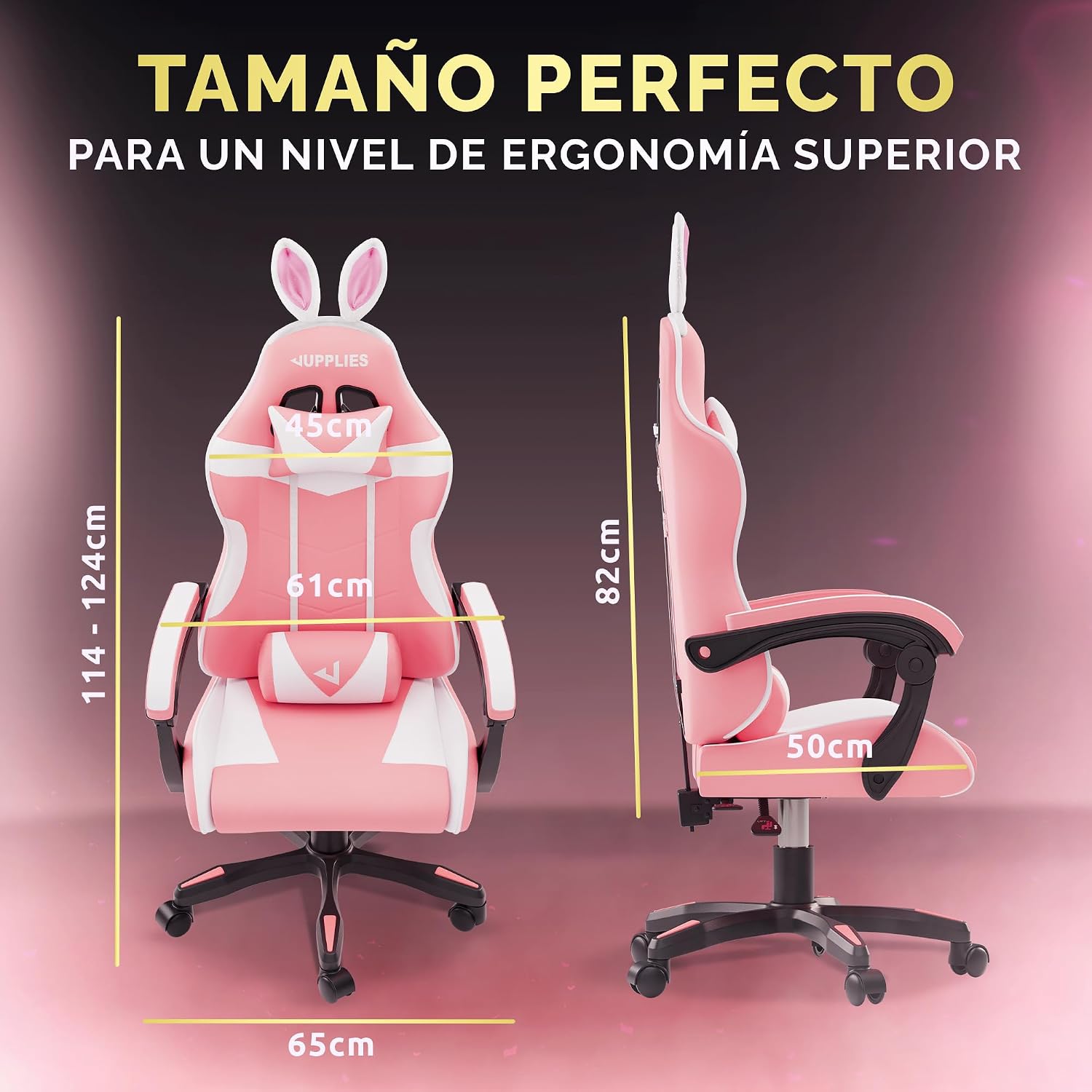 Detalle de JUPPLIES Silla Gaming Profesional con masajeador