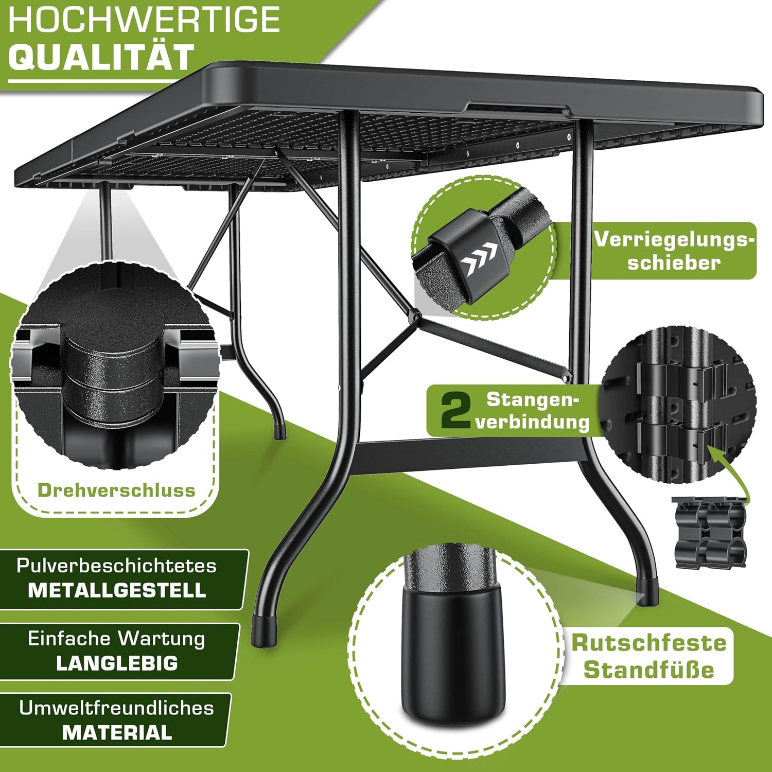 Detalle 2 de tillvex Gartentisch 180x75cm klappbar đœ