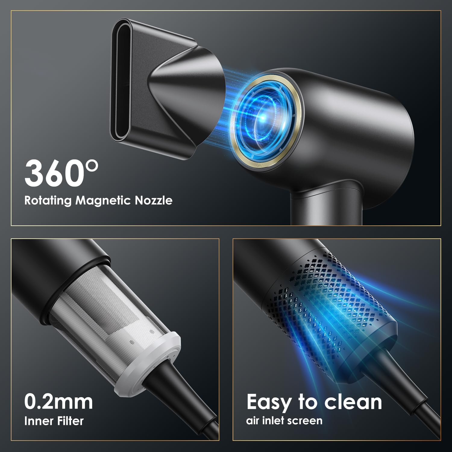 Thumbnail 4 de GLAM 1600W Ionen Haartrockner mit LED Display – Schnelltrocknend, haarschonend und leise