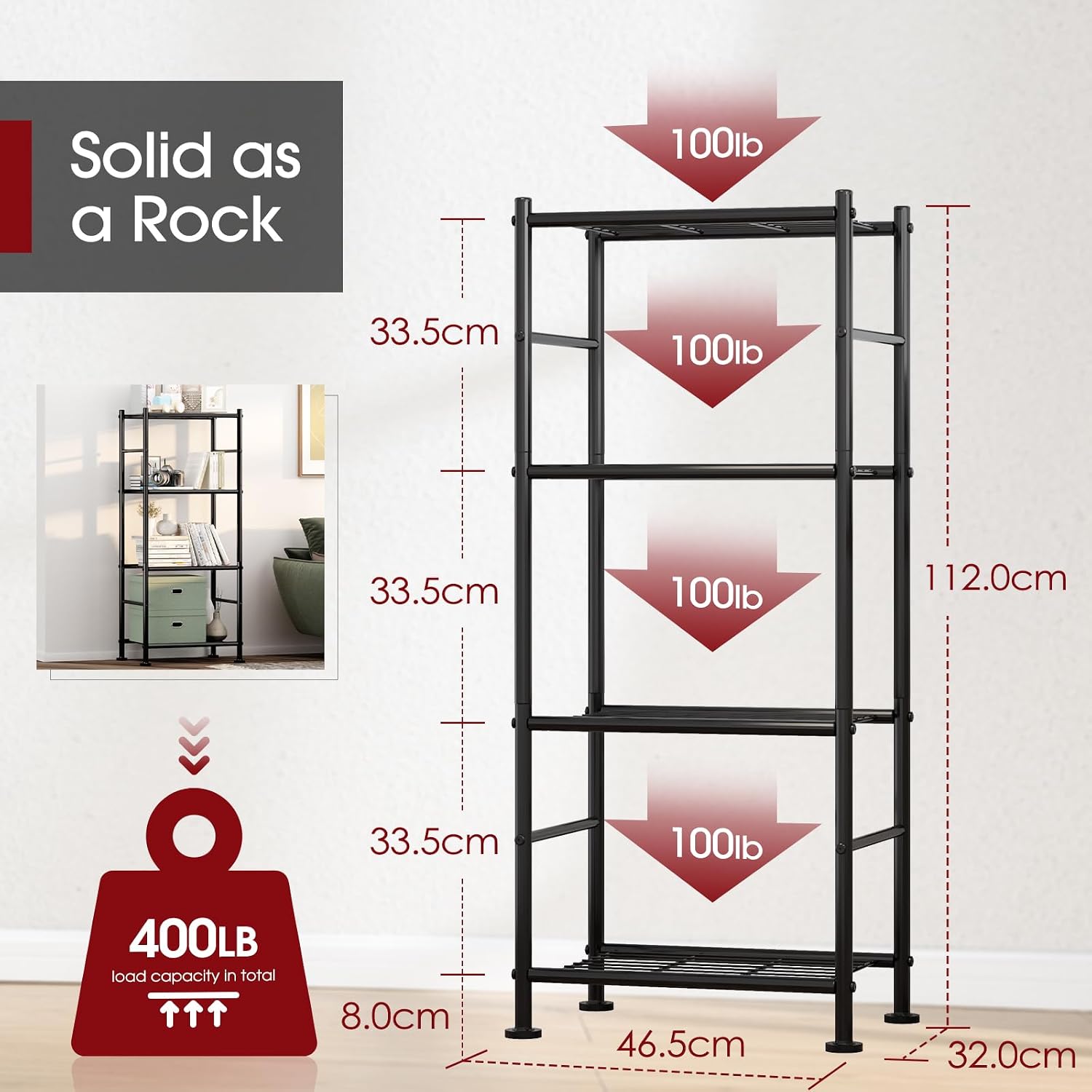 Thumbnail 2 de Sakugi Storage Shelves 4-Tier Metal Unit