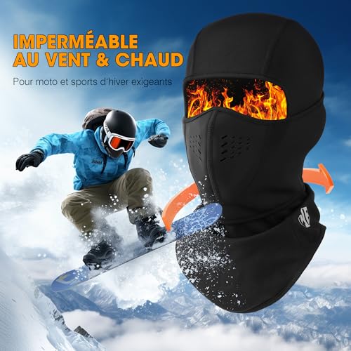Detalle de WTACTFUL cagoule moto polaire avec masque relevable et panneau en néoprène perforé